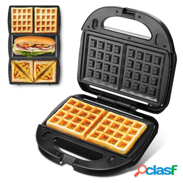 Piastra per waffle da 800 W, 3 in 1, tostapane, tostapane,
