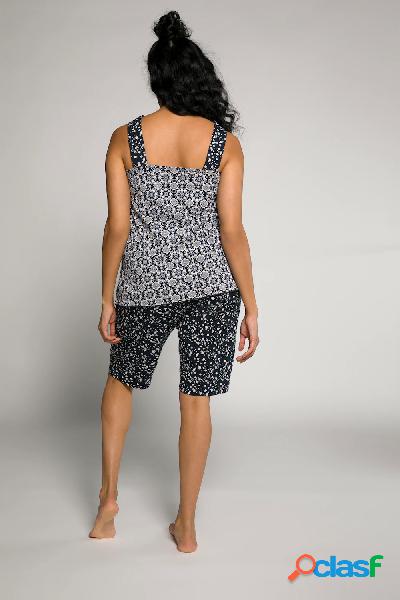 Pigiama corto con top smanicato e mix di fantasie, Donna,