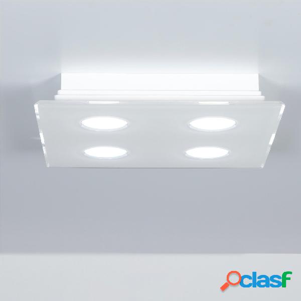 Plafoniera Quadrata 4 Luci 40x40xh6,5 cm bicolore bianco