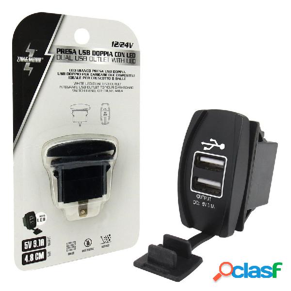 Presa di corrente USB doppio con LED bianco - ZIM&MANN