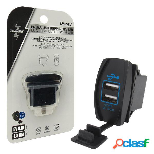 Presa di corrente USB doppio con LED blue - ZIM&MANN