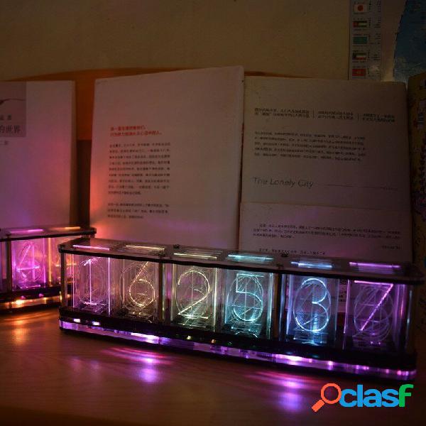 Pseudo Glow Tube Digital Clock RGB Full Color Ornamento fai