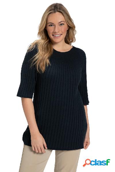 Pullover in cotone biologico con collo alto e mezze maniche