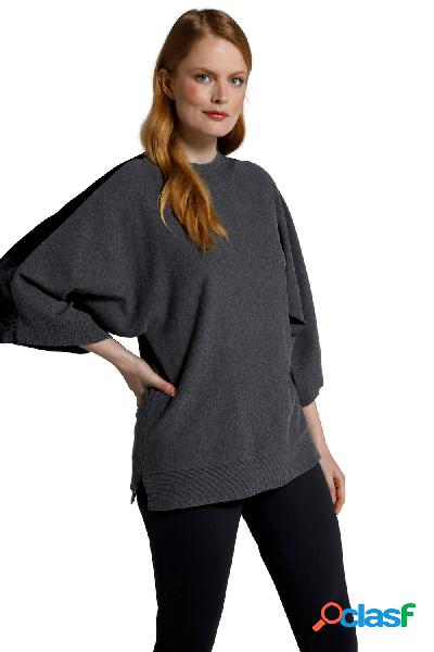 Pullover oversize con inserti di velluto, scollo a girocollo