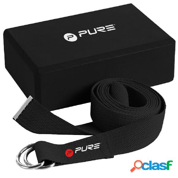 Pure2Improve Set Blocco e Cinturino per lo Yoga Nero