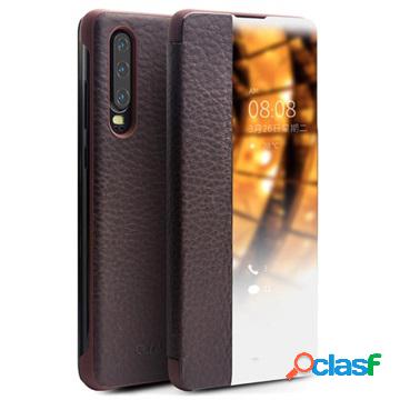 Qialino Smart View Huawei P30 Flip Leather Case - Brown