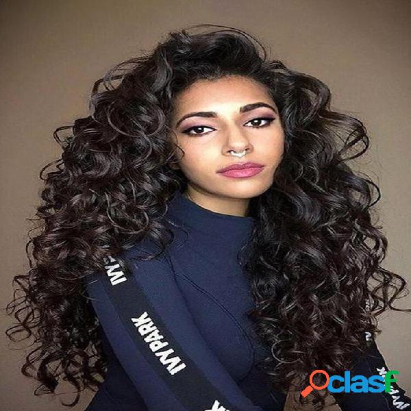 Ricci lunghi neri naturali Capelli Parrucche afro ricci