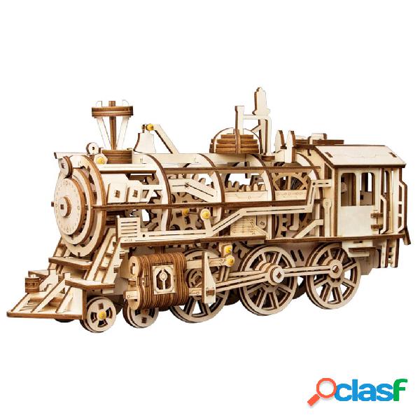 Robotime Treno Meccanico in Legno Locomotive
