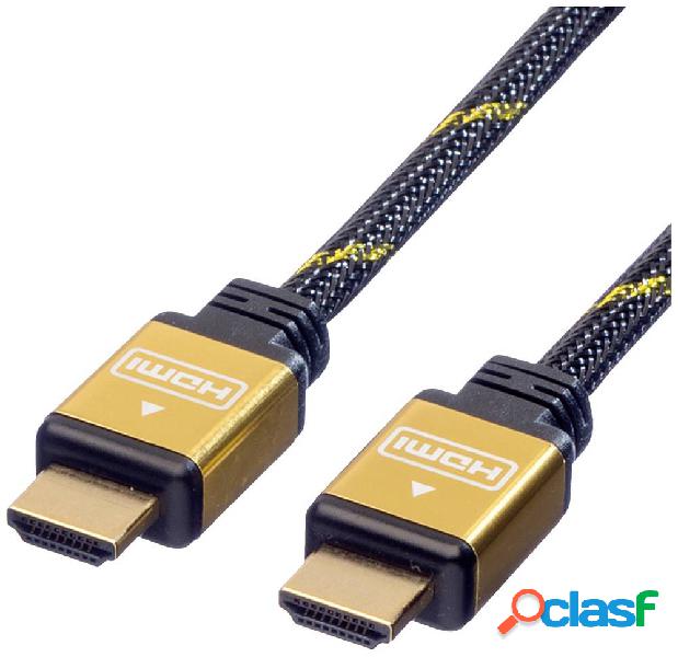 Roline HDMI Cavo Spina HDMI-A 5.00 m Nero, Oro 11.04.5505