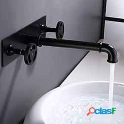 Rubinetto Lavabo Bagno 3 Fori Montaggio A Parete 2 Maniglie