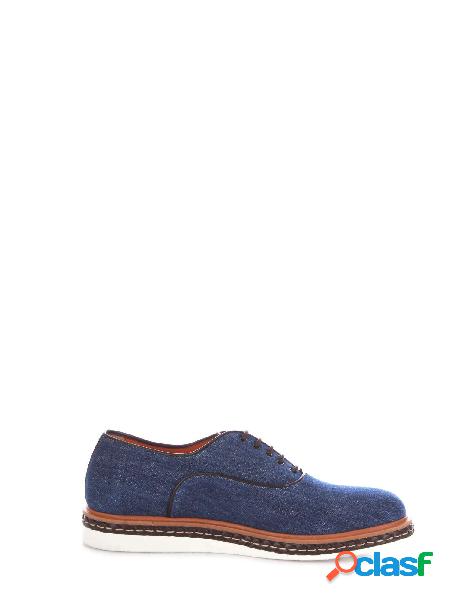 SANTONI STRINGATE UOMO MGHI14028JW3GMEKZ50 TESSUTO BLU