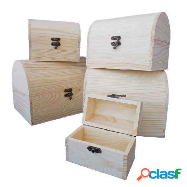 SET 5 SCATOLE IN LEGNO BAULETTO DECOUPAGE PORTAGIOIE