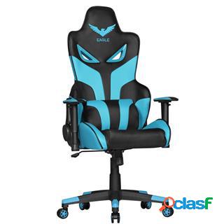 Sedia Gaming ADAM, Design Esclusivo, in Pelle Azzurra e Nera