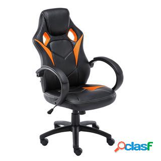 Sedia Gaming JARAMA, Design Sportivo, Color Nero e Arancione