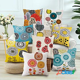 Set of 9 Faux Linen Pillow Cover, Floral Geometic Wedding