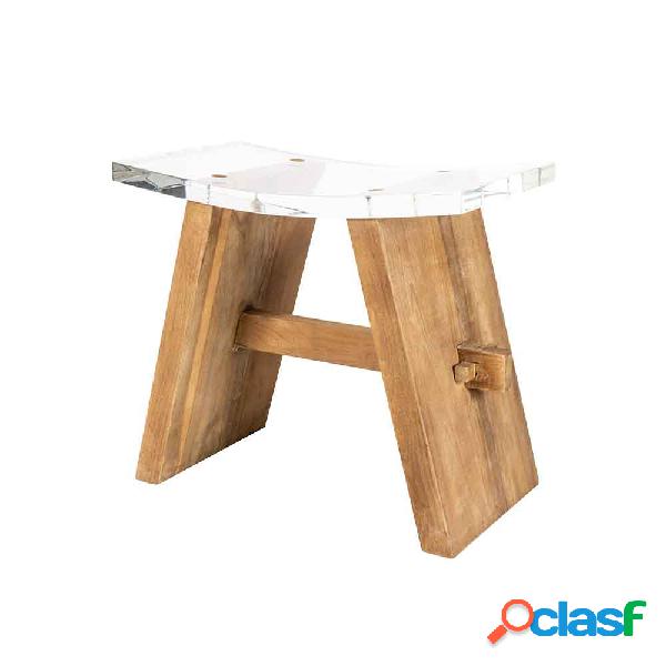 Sgabello Zen Clear Stool con struttura in legno Teak e