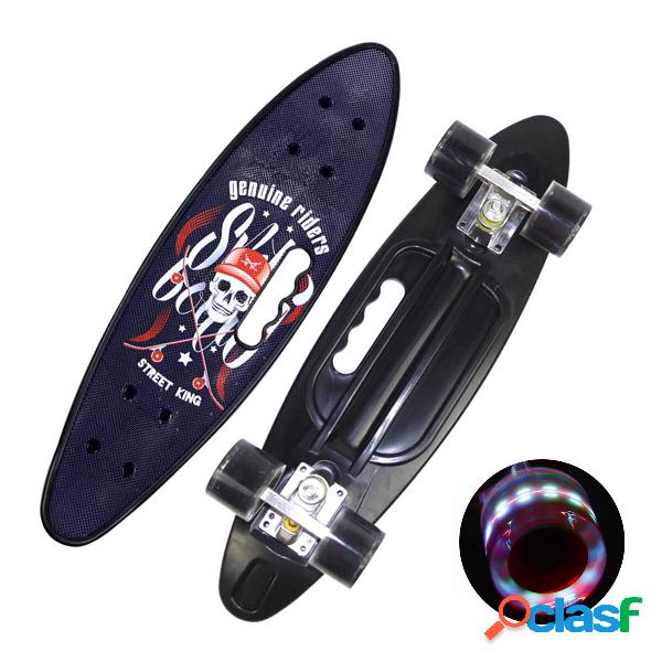 Skateboard da 22 pollici Mini plastica 4 ruote lampeggianti