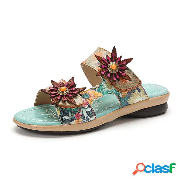 Socofy Vera Pelle Comodi Halcyon Beach Vacation Sandali con