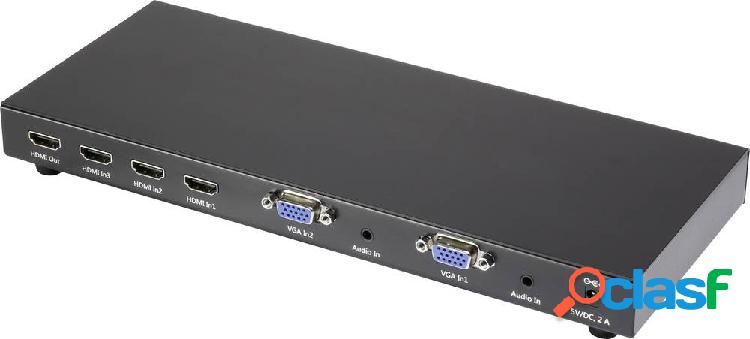 SpeaKa Professional 5 Porte Switch HDMI/VGA Con telecomando,