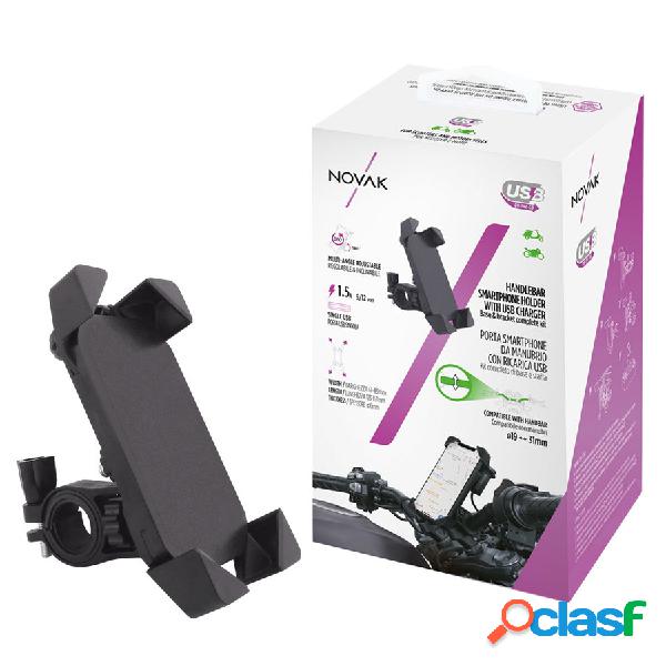 Supporto smartphone Da manubrio con ricarica USB - NOVAK