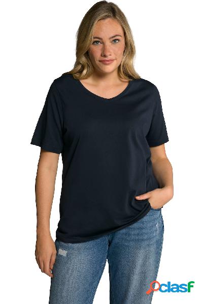 T-shirt con scollo a V e mezze maniche, Donna, Blu, Taglia: