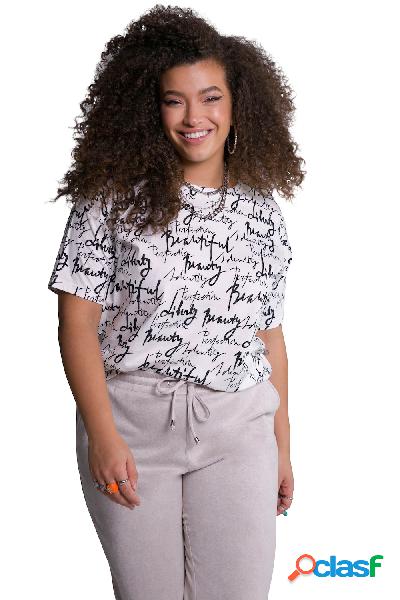 T-shirt dal taglio oversize con stampa con scritte, scollo a