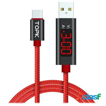 TOPK AC27 USB-C Data e cavo di ricarica con LCD - 1m - Rosso