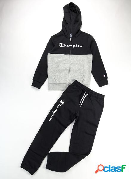 TUTA FULL ZIP CAPPUCCIO COLOR BLOCK RAGAZZO