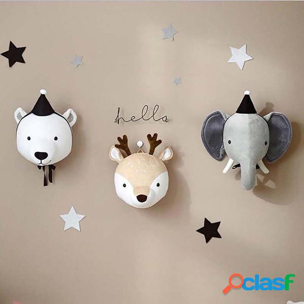 Testa di animale 3D Peluche Elefante Orso Cervo Decorazione