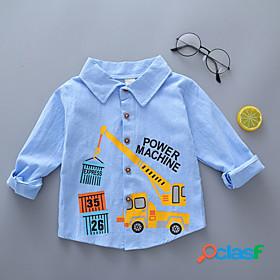 Toddler Boys Sweatshirt Long Sleeve Blue White Cartoon Car