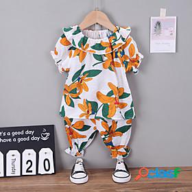 Toddler Girls Clothing Set Short Sleeve 2 Pieces White Navy