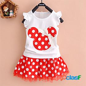 Toddler Little Girls Dress Polka Dot Print Red Navy Blue