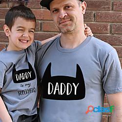 Top Papà e io Cotone Alfabetico Sport Stampa Grigio Rosso