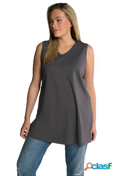 Top smanicato di cotone dalle linee morbide con scollo a V,