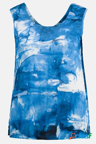 Top smanicato in tessuto fluente con design a effetto
