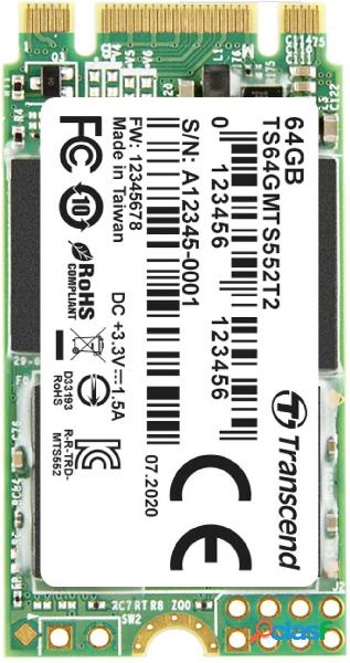Transcend MTS552T2 64 GB M.2 PCIe NVMe SSD 2242 SATA 6 Gb/s