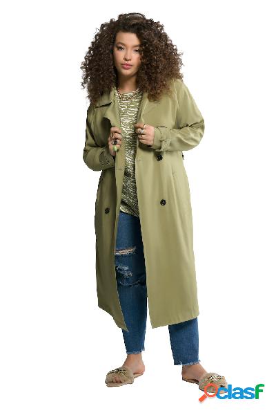 Trenchcoat, cappotto, revers, maniche lunghe, Donna, Verde,