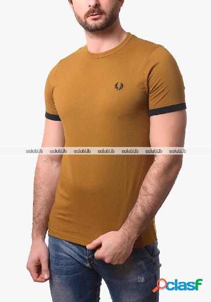 Tshirt Fred Perry uomo beige scuro ringer