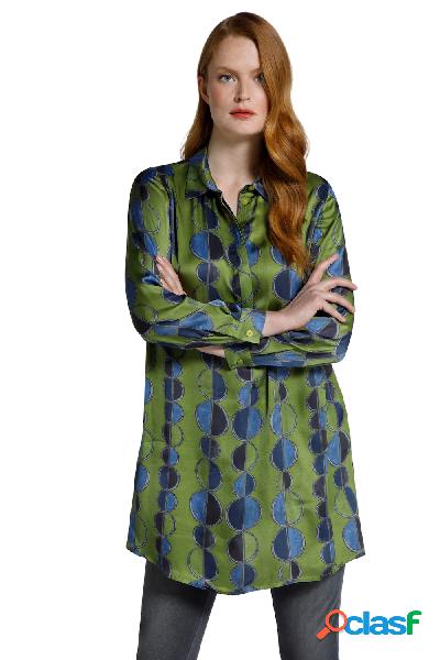 Tunica lunga con design a pallini, colletto da camicia e