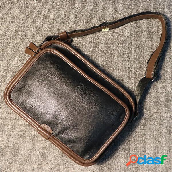 Uomo Casual Soft Borsa a tracolla messenger con tasca