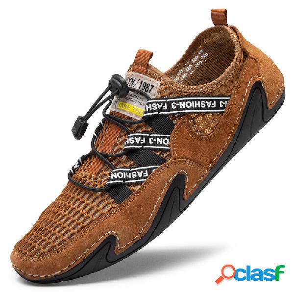 Uomo Traspirante Elastico Banda Scarpe cucite a mano in