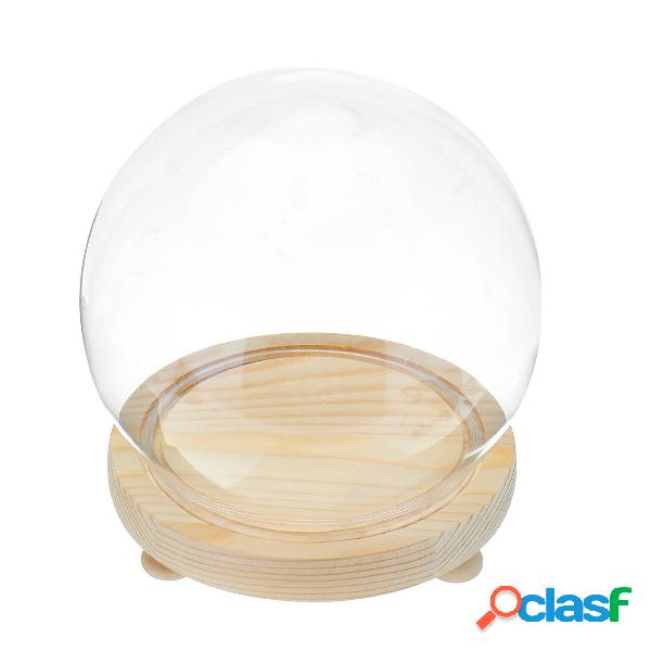 Vetro trasparente decorativo rotondo Dome con base in legno