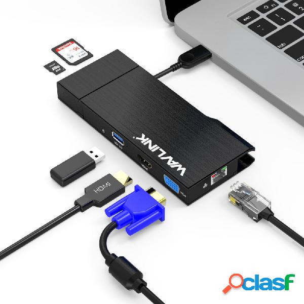 Wavlink 6 in 1 Hub USB Docking Station USB 3.0 con Gigabit