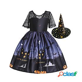 Witch Dress Girls Kids Halloween Festival Dresses Vacation