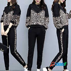 Womens 2 Piece Patchwork Tracksuit Jogging Suit Compression