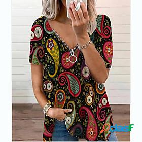 Womens Blouse Shirt Boho Geometric Graphic Geometic Boho V