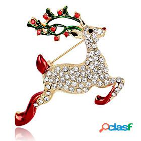 Womens Brooches Cubic Zirconia Deer Geometrical Stylish