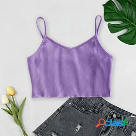Womens Camisole Crop Top Crop Plain Tie Dye Basic Tops Black