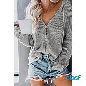Womens Cardigan Solid Color Knitted Long Sleeve Loose