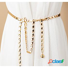 Womens Chain Gold Silver Daily Vacation Belt Solid Colored /